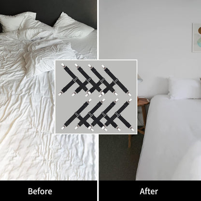 Upgrade Design Bed Sheet Straps 8 PCS Sheet Holders for Corners Fitted Sheet Clips Sheet Suspenders Black