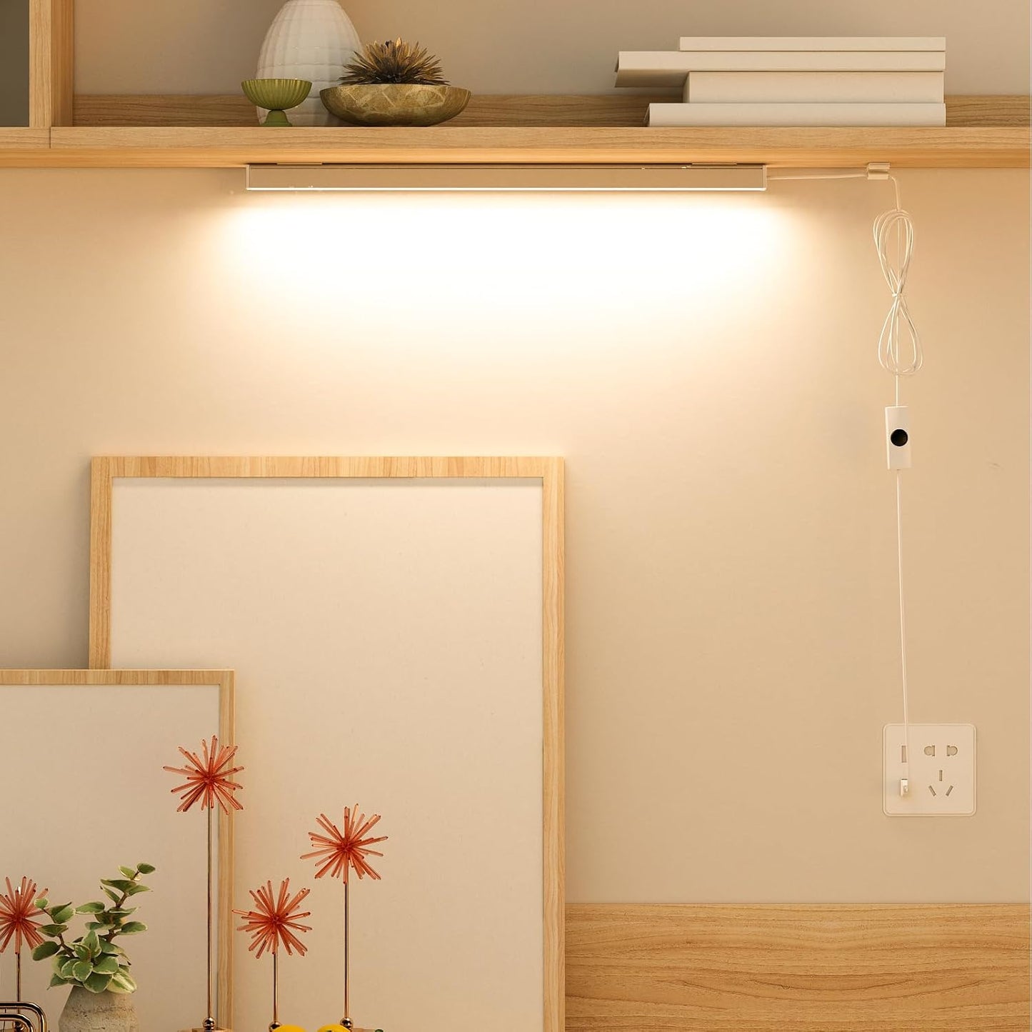 ASOKO Motion Sensor Dimmable Led Under Cabinet Light, 12" Cool White | ASOKO Motion Sensor Dimmable Led Under Cabinet Light, 12" Plug in Cool White 6000K Bar for Kitchen Counter Closet