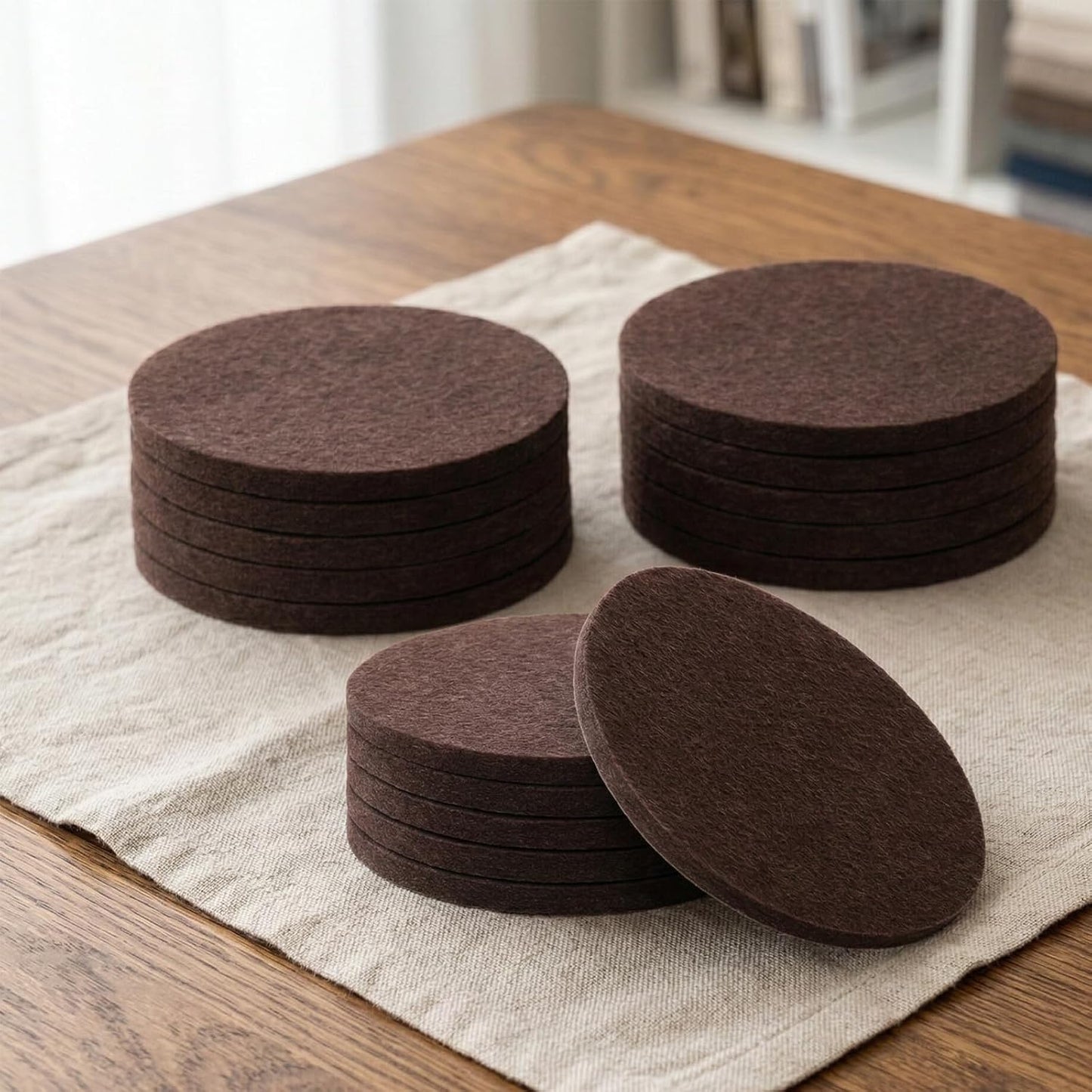 16 PCS 3" Round Felt Furniture Pads, Self-Adhesive Floor Protectors for Chair Legs 5mm Thick Non Slip Furniture Pads for Hardwood Floors Tables Feet Sofas Brown