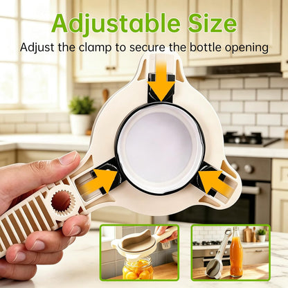 4-in-1 Jar Opener for Seniors & Arthritis Sufferers - Adjustable Stainless Steel Lid Remover with Non-Slip Grip, Ergonomic Kitchen Tool for Weak Hands, Fits Bottles, Jars & Cans