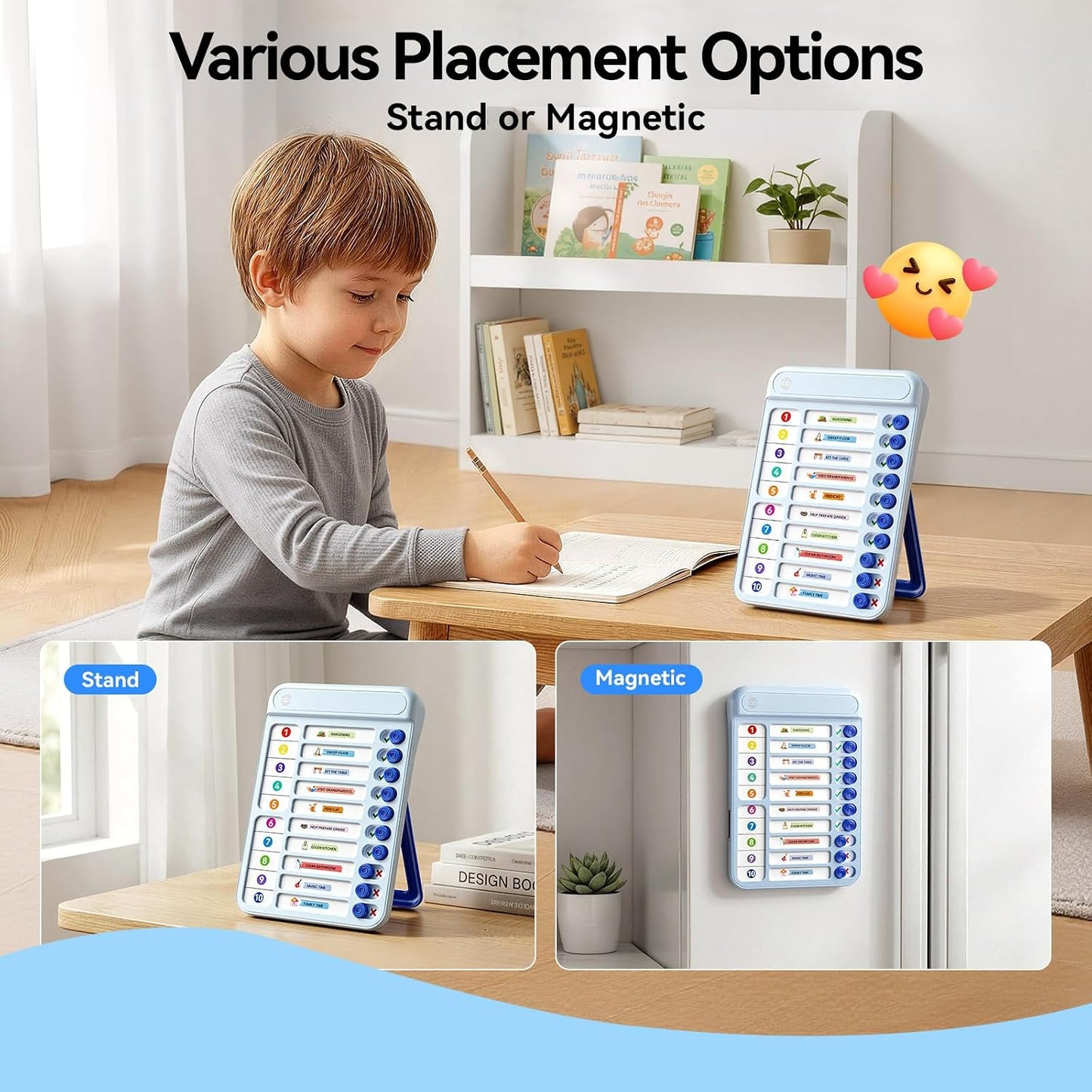 Chore Chart for Kids with Timer, 21 PCS Checklist Magnetic Schedule Board, ADHD Tools with 99-Min Countup/Down Visual Timer, Bedtime/Morning/Daily Routine Chart Dry Erase to Do List with Slider(White)