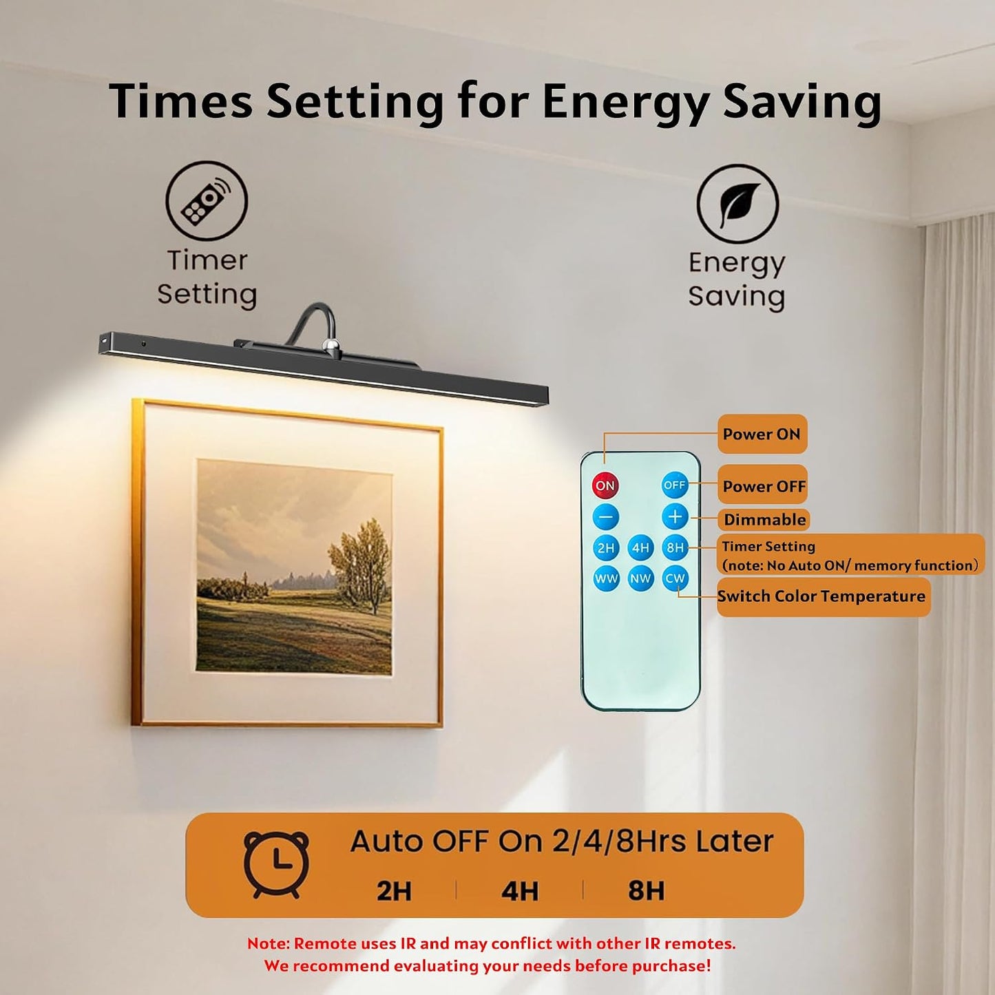 Picture Light for Wall, 12" Rechargeable Wireless Battery Operated Painting Lighting, Dimmable LED with Remote 3CCT for Wall Art Gallery Display (Black)
