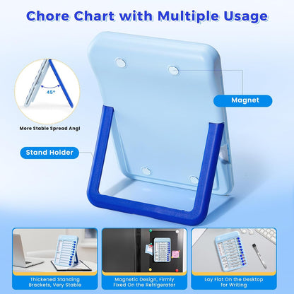 Chore Chart for Kids with Timer, 21 PCS Checklist Magnetic Schedule Board, ADHD Tools with 99-Min Countup/Down Visual Timer, Bedtime/Morning/Daily Routine Chart Dry Erase to Do List with Slider(White)