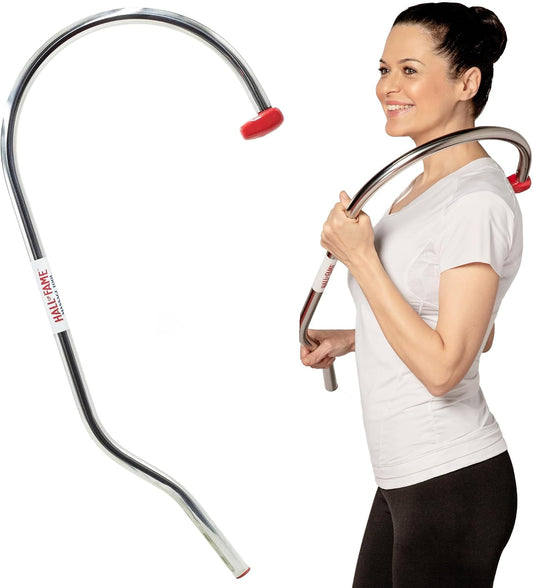 Acuforce Hall of Fame Neck & Back Massager Tool - Trigger Point Massage Tool with Self Massage Hook for Pain Relief, Shoulder, Neck, and Back Muscle Knot Remover - Gift for Men and Women