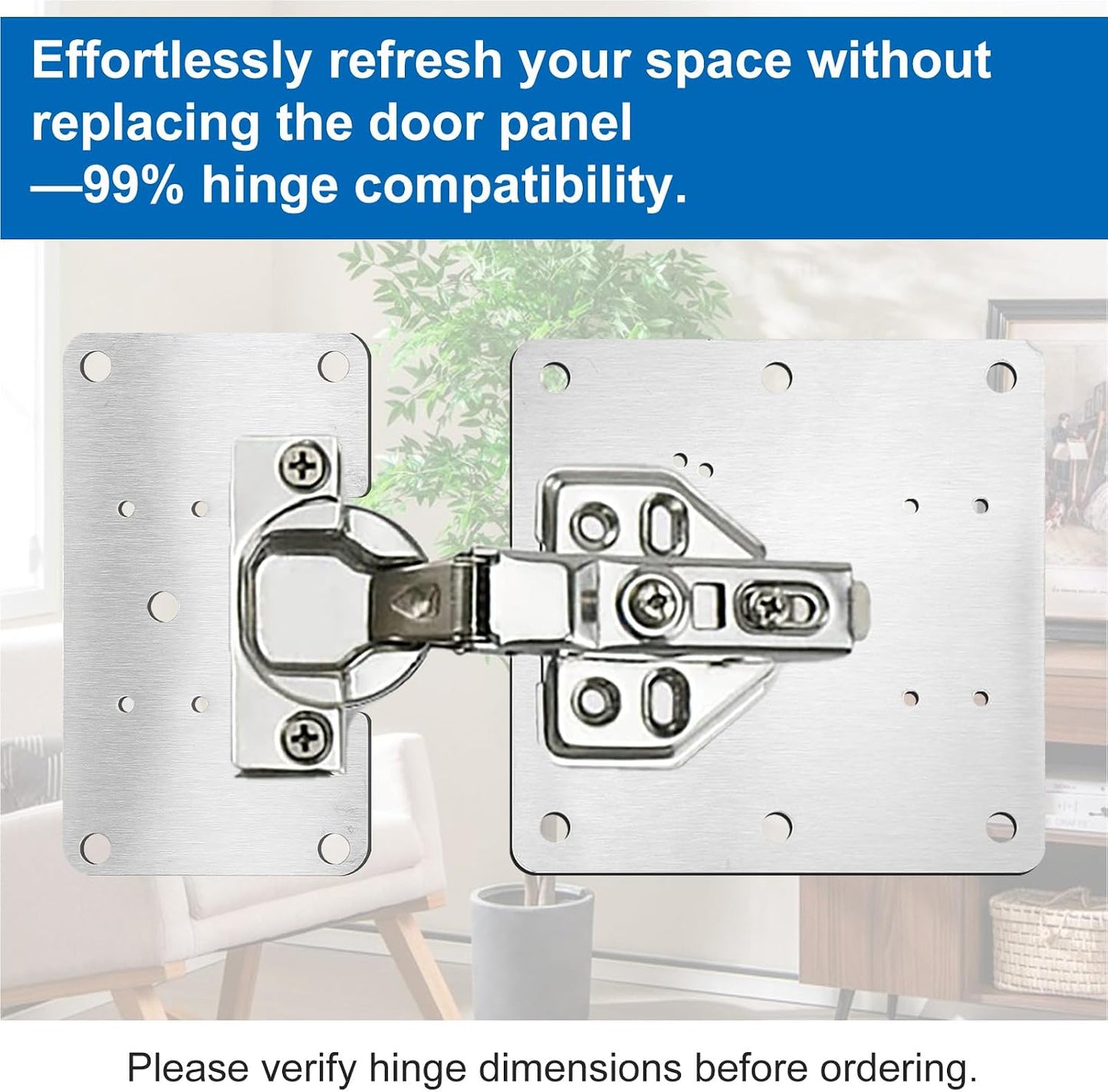 6Pcs Cabinet Hinge Repair Plate for Furniture with 36 Screws | Hinge Repair Kit for Cabinet Doors, Stainless Steel Door Hinge Mounting Plate