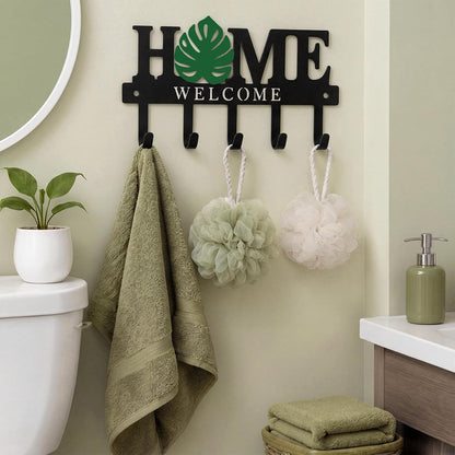 Key Holder Wall Mount Paw Print Metal Key Hooks Organizer Dog Leash Holder with 5 Hooks Rustic Farmhouse Decorative Welcome Home Wall Decor for Entryway Bathroom Dog Lover 9.8 Inch