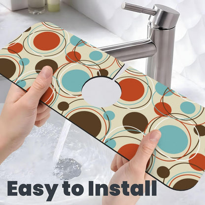 Aquamarine Blue Mexican Tiles Faucet Splash Guard Mat for Kitchen Sink 15x5.5" - Colors B