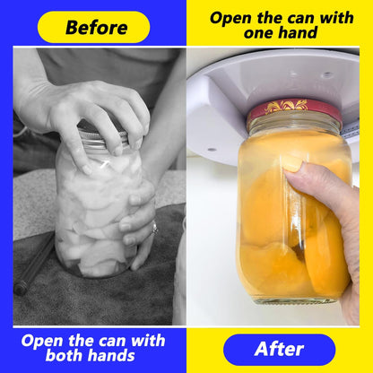 Under Cabinet Jar Openers for Seniors With Arthritis or Weak Hands, One Handed Bottle Openers, Easy to Use Kitchen Can Opener-White