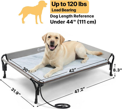 Veehoo Elevated Dog Bed with Plush Heated Pad, Raised Dog Bed for Cat & Dog