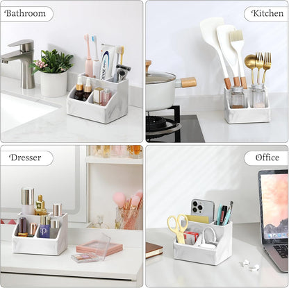 Luxspire Diatomite Toothbrush Holder, 2 Slots, Marble White | Fast Drying, Diatomaceous Earth, Electric Tooth Brush and Toothpaste Organizer, For Bathroom Kitchen Vanity Countertop