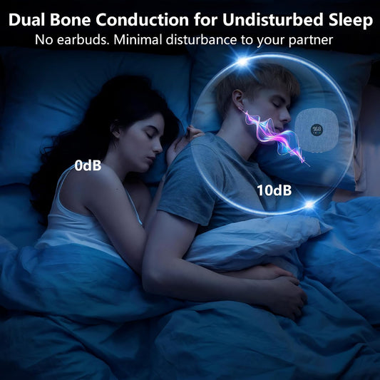 Under Pillow Speaker for Sleeping, Dual Bone Conduction Pillow Speaker Bluetooth, LED Display, Two Listening Playback Modes, 955-Minute Timer Adjustment, 16 Hour Battery Life for Side Sleepers (Blue)