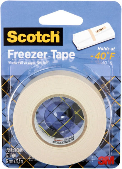 Scotch Freezer Tape, 0.75 in x 1000 in, Writable Surface, Easy Tear, Temperature Resistant, Ideal for Labeling Freezer Bags and Containers