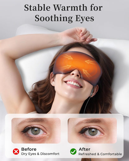 Heated Eye Mask for Dry Eyes, USB Powered Silk Warm Compress for Eyes