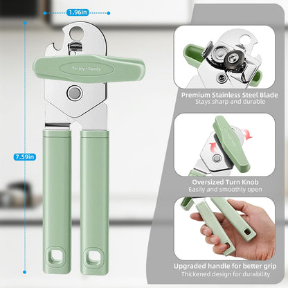 Tin Joy Family™ Manual Can Opener – Sharp Blade with No Sharp Edges, Easy Grip Handle for Arthritis Hands, Smooth Lid Safety Cutter for Elderly & Weak Hands (Grape purple)