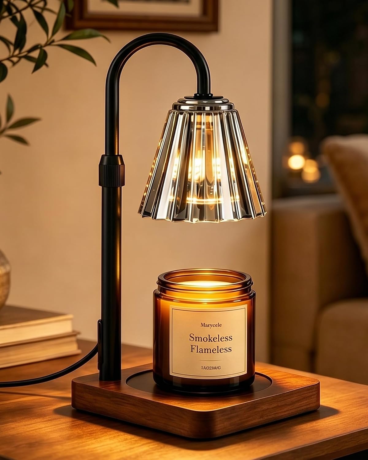Vintage Candle Warmer Lamp with Timer Dimmer, Adjustable Height | Vintage farmhouse style with 2 bulbs, adjustable height, timer and dimmer for flameless fragrance in bedroom or home gifts