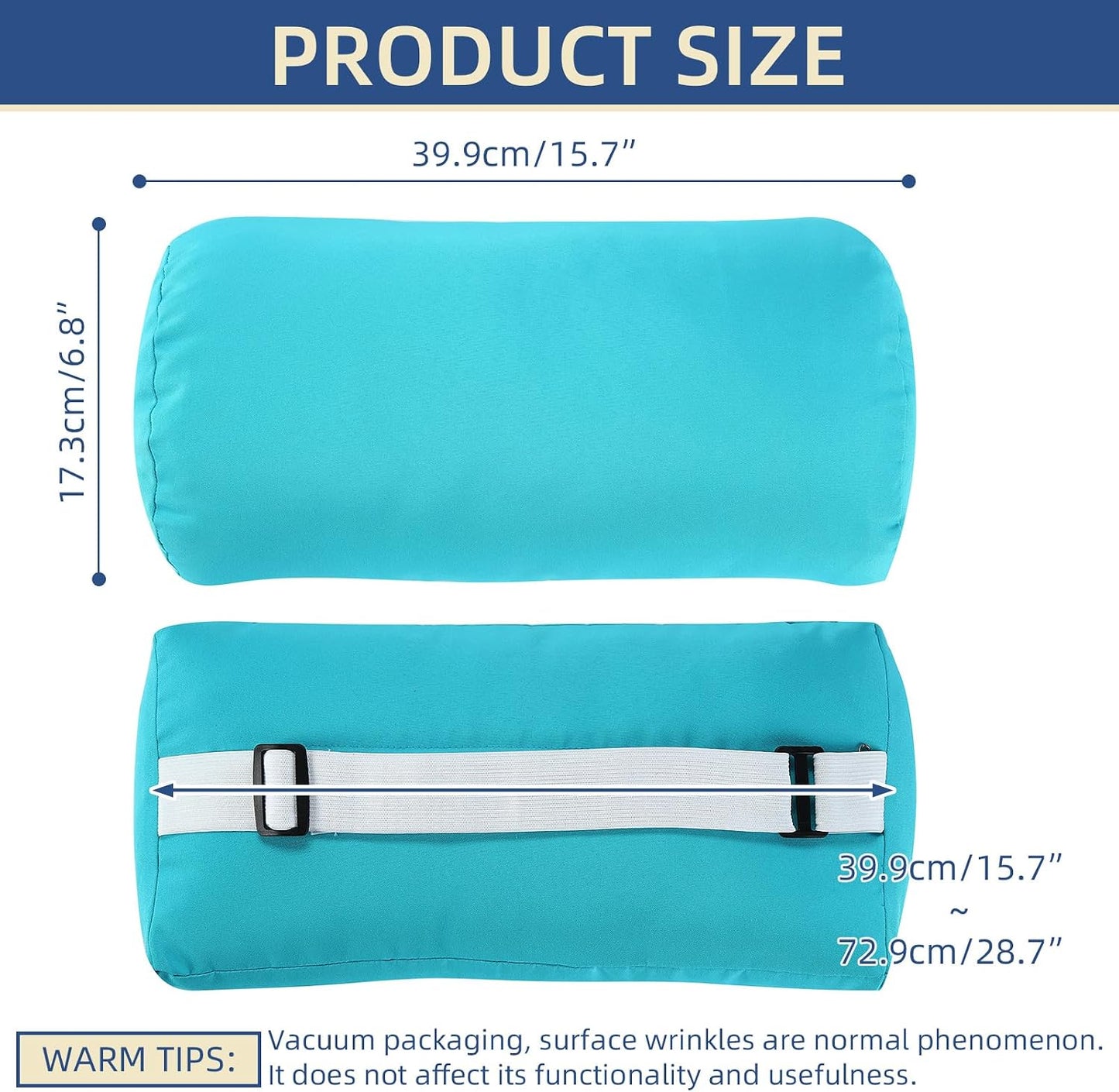 Headrest Pillow for Patio Chaise Lounge, 2 Packs Head Pillow with Elastic Band for Zero Gravity Lounge Chair, Head Neck Rest Pillow Lumbar Pillow, Beige