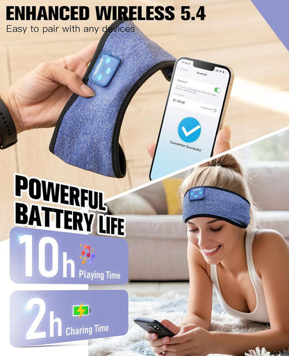Voerou Sleep Headphones, Bluetooth 5.4 Headband for Men Women, Ultra Soft Sleeping Headphones Wireless Music Headband Headphones for Yoga Sports Side Sleep Christmas Birthday Cool Tech Gadgets Gifts
