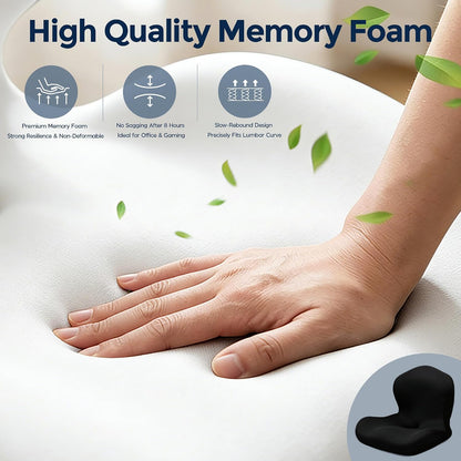 Seat Cushion for Office Chair and Car, L-Shaped Ergonomic Car Seat Cushions, Memory Foam Chair Cushion, Lumbar Support Pillow for Wheelchair, Car, Home, Office, Desk, Black