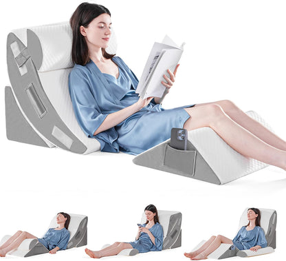 Yojoker Leg Elevation Pillows for Swelling, Memory Foam Wedge Pillow for Legs Blood Circulation, Leg Elevation Pillows for After Surgery, Knee Wedge Pillow for Sleeping Back Hip Ankles Relief