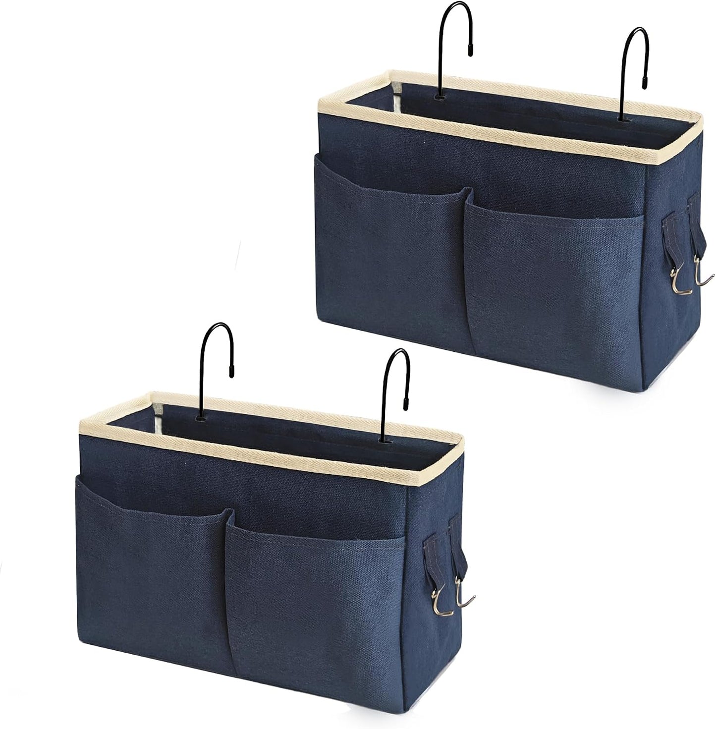 Bedside Caddy Bedside Hanging Storage Basket Multi-Function Organizer Caddy for Bunk and Hospital Beds Dorm Rooms Bed Rails, Can be Placed Glasses Books Mobile Phones（Navy Blue）