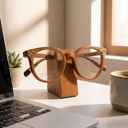 Wood Eyeglass Holder Stand for Nightstand, Glasses Organizer