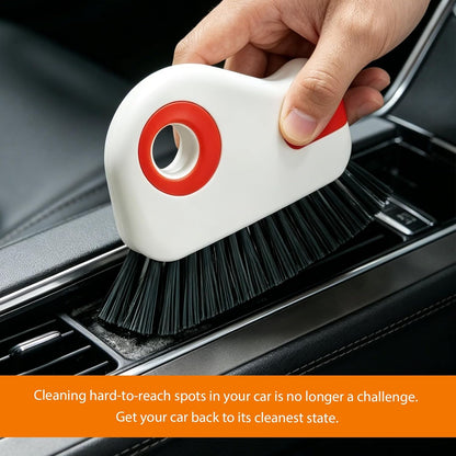 2 in 1 Groove Cleaning Brush, Multifunctional Window Track Cleaner with Hidden Scraper, Hard Bristle Grip Brush Sliding Door Cleaning Tool for Vehicle Home Office (Gray)