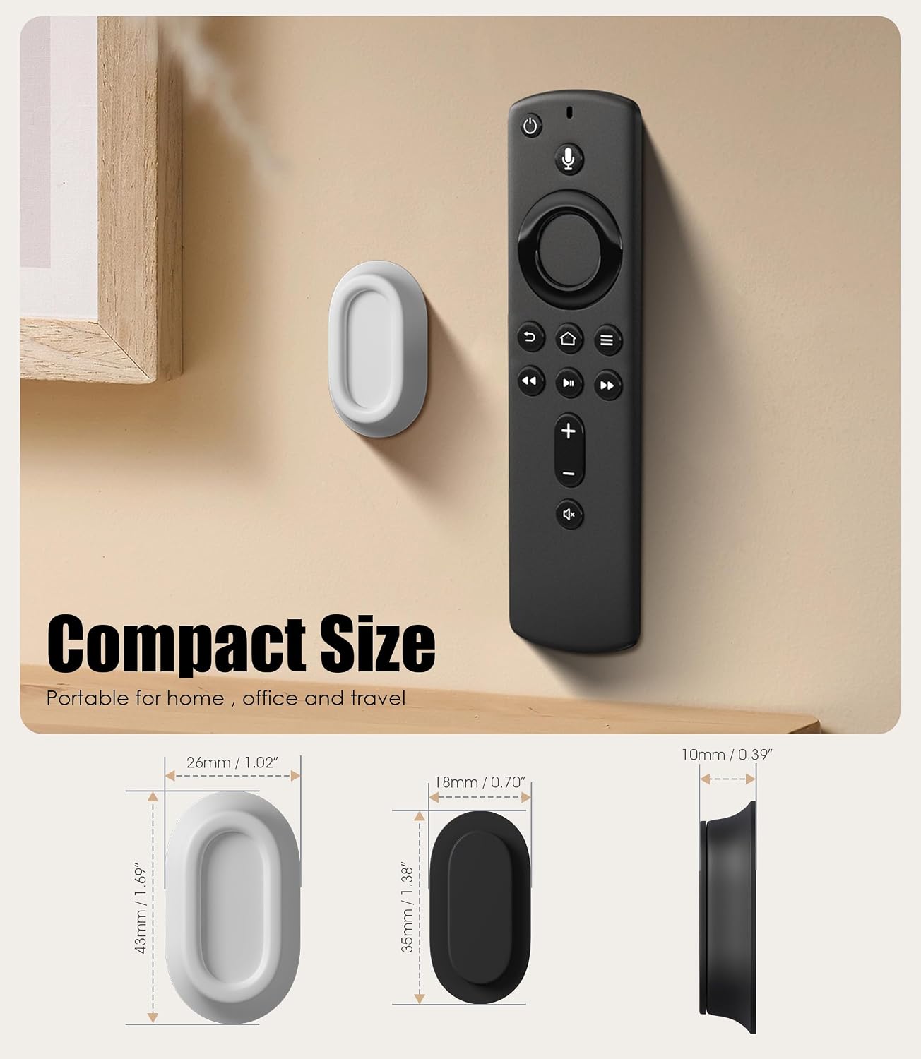 Magnetic Remote Control Holder Wall Mount for TV/Fan, 5Pack-Black | No Drill Self-Adhesive TV Remote Holder for Bed, Silicone Remote Caddy, Bedside Organizer, RV Accessories