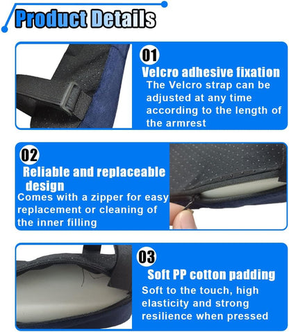 2PCS Car Seat Armrest Covers, Soft & Comfortable Office Chair Arm Pad, Anti-Scratch Car Armrest Cushion, Universal Car Armrest Pillow Protector Cover for Most Cars (Black)
