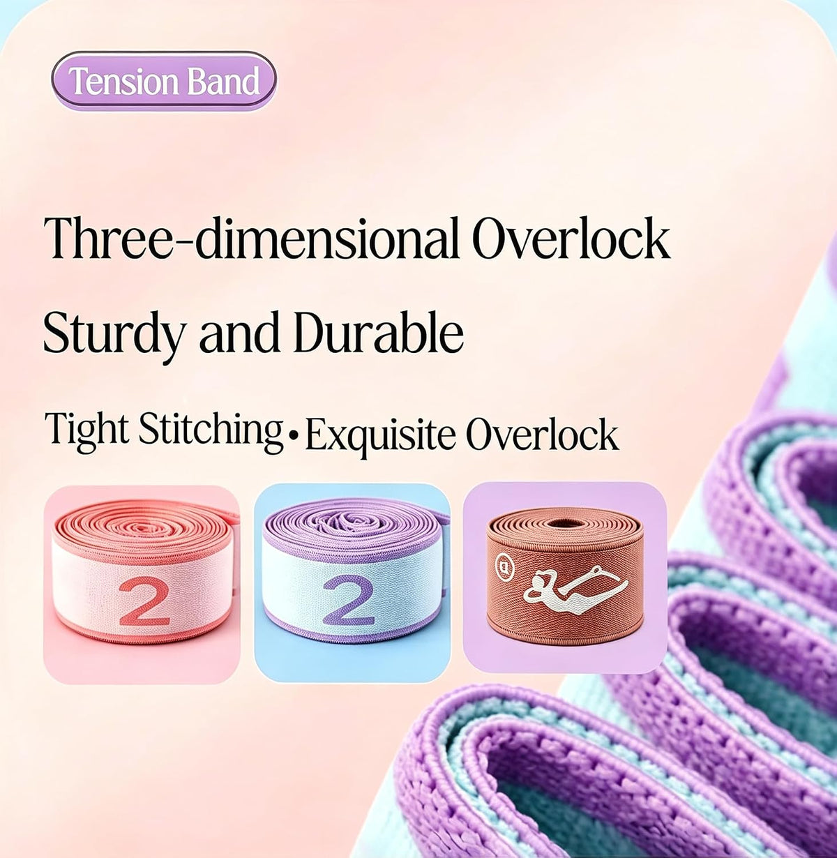 Multi-Loop Stretch Band - Yoga, Pilates, Ballet, and Physical Therapy Stretching Strap for Flexibility, Leg Stretching, and Exercise - Durable Stretching Equipment