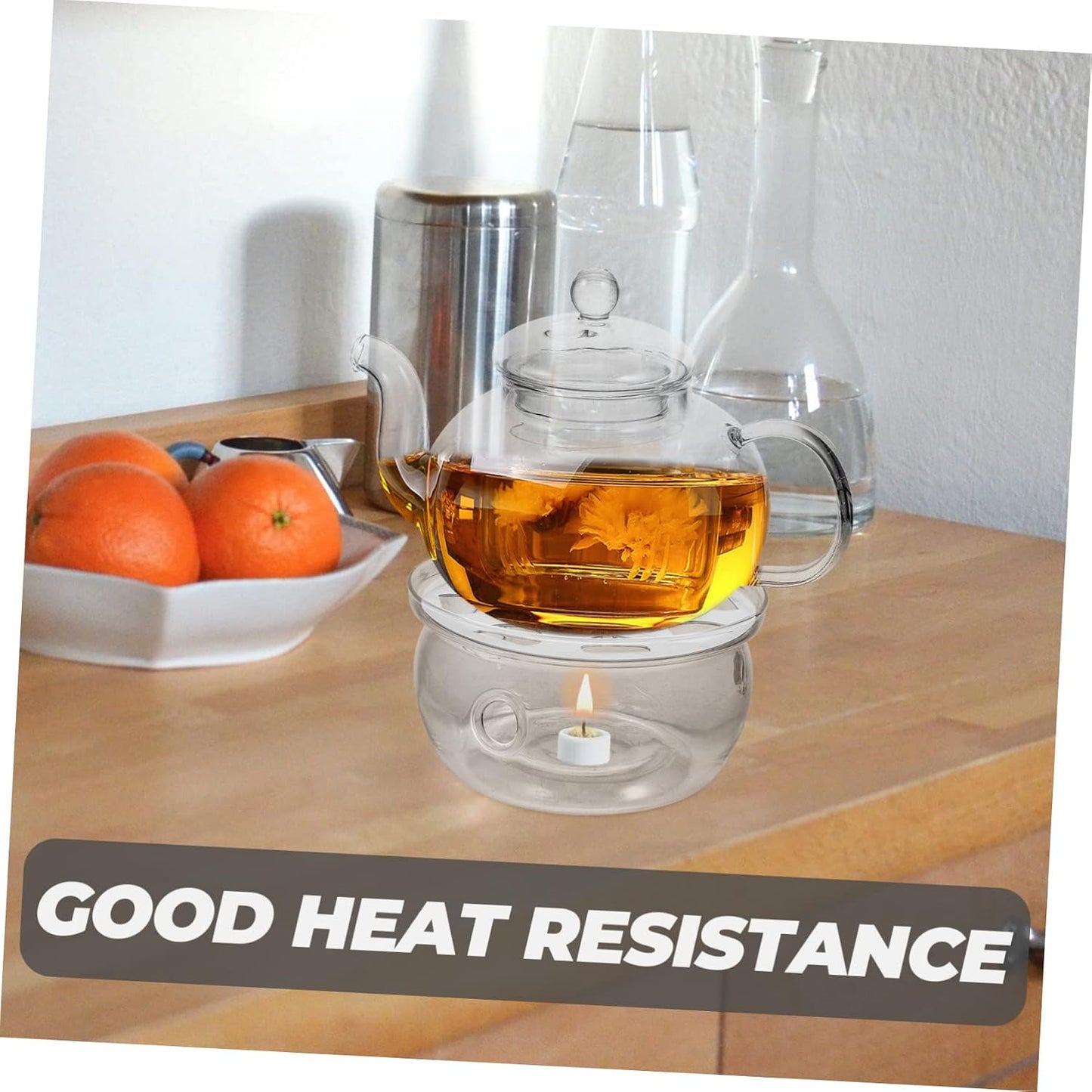 DECHOUS Retro Teapot Warmer Tea Heater Glass Teapot Heating Warmer Small Kettle Base