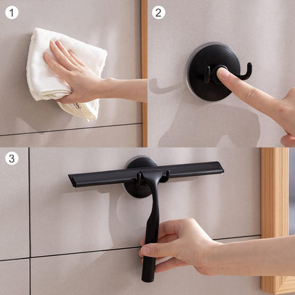 Shower Squeegee for Glass Doors, Squeegee for Shower Glass Door, Window and Car Glass, Mirrors - All-Purpose Stainless Steel Squeegee, 10 Inches and Black