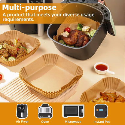 HONYAO Air Fryer Paper Liners for Dual Zone Airfryer, 8.1x5.5 inch