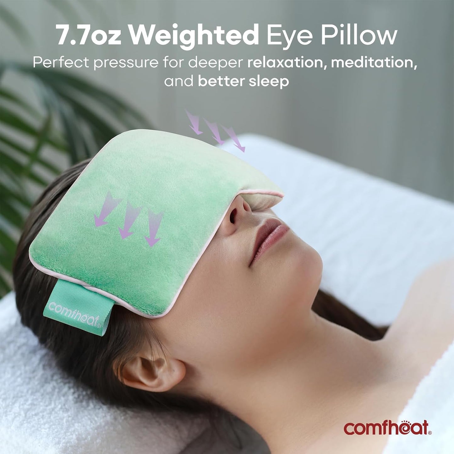 Lavender Weighted Eye Pillow - Soft Plush Removable Cover | Moist Heat & Cold Therapy, Natural Aromatherapy Eye Compress Pillow for Relaxation, Yoga, Meditation, and Sleep, Navy Blue