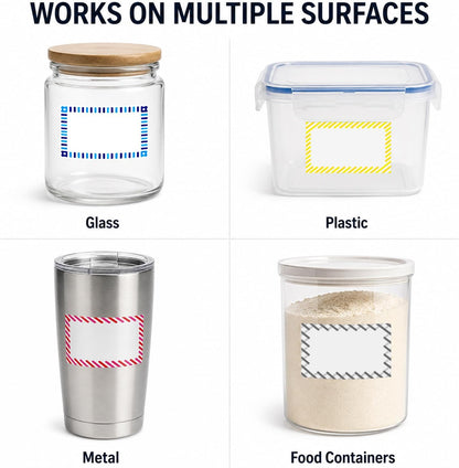 Removable Food Labels, No Residue, Easy Peel Writable Kitchen Labels for Meal Prep & Food Storage Containers, 1.5” x 2.5”, 200 Labels, Vibrant Frame Set