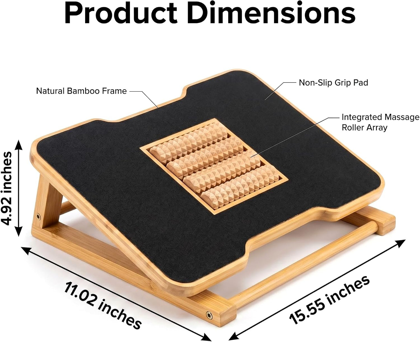 Bamboo Under Desk Foot Rest Foot Stool Rocking Footrest (Nature Semicircle) | Ergonomic Wooden Foot Stool with Non-Slip Surface