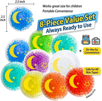 Small Round Ice Packs, 8-Pack Mini Gel Cold Compress for Bumps, Bruises and Swelling, 2.5 Inch Reusable Hot Cold Therapy Pouch for Face, Puffy Eyes, Wisdom Teeth and Home First Aid