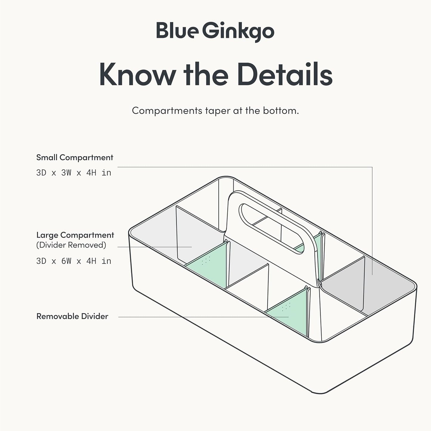 BLUE GINKGO Stackable Organizer Caddy, Rectangle, White, Made in Korea | Portable. Adjustable. Home, Office & School Storage.