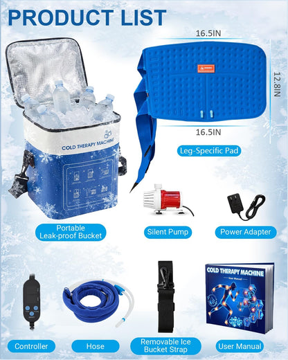 JOBYNA Leakproof Cold Therapy Knee Pad – Compatible Exclusively Ice Therapy Machine, Continuous Circulating Ice Knee Wrap for Post-Surgery Recovery, ACL, Meniscus Tear – No Gel Replacement Pad