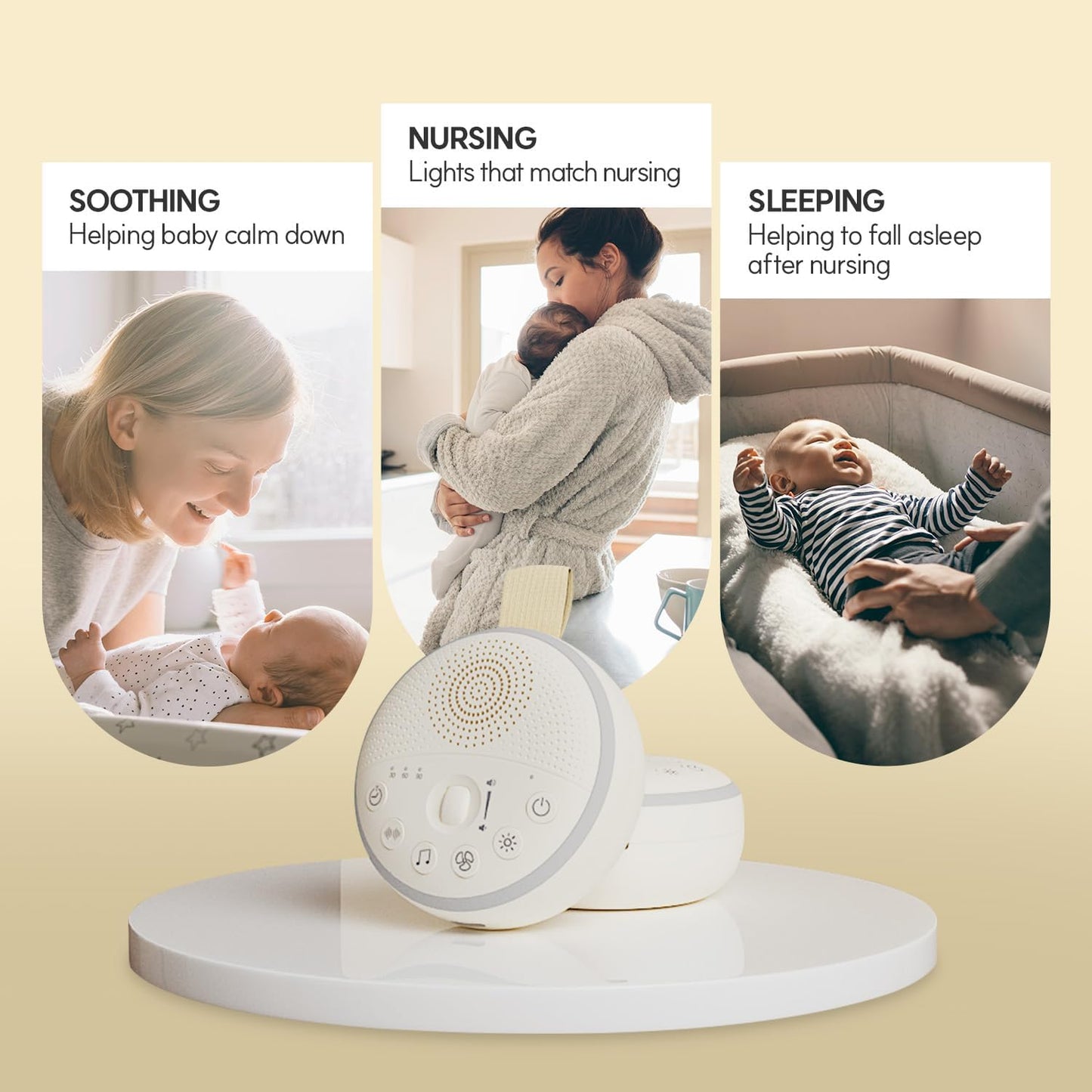 HuBDIC HubiCare White Noise Machine, Portable Sound Machine with 21 Soothing Sleep Sounds, Long-Lasting Battery, Gentle LED Mood Light, Travel-Friendly Sleep Aid for Newborns, Children