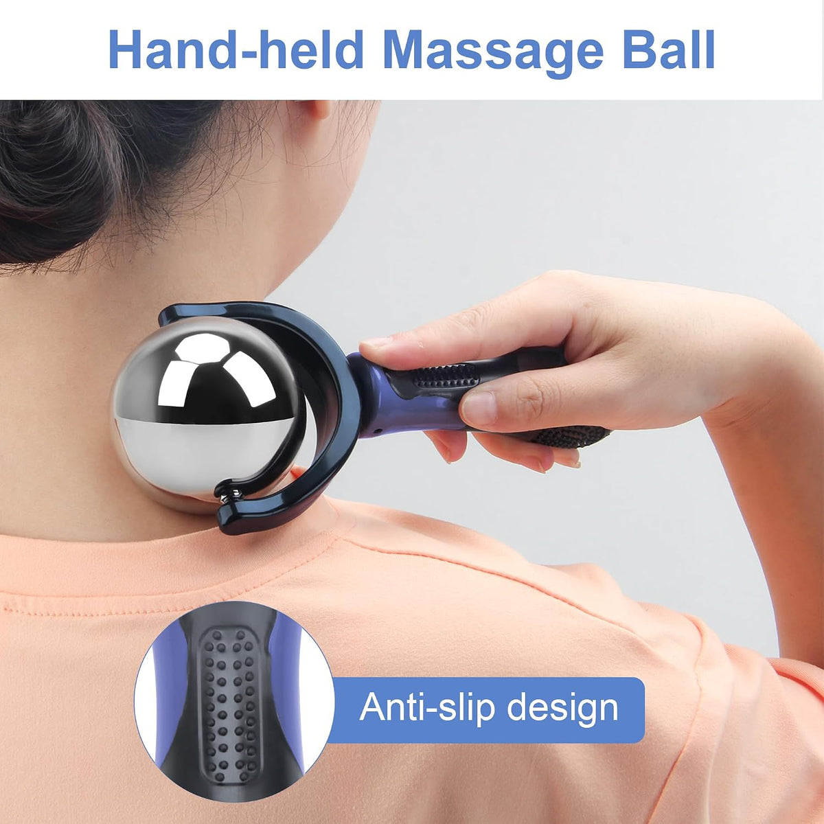Cold Massage Roller Ball with Handle-Back Muscle Metal Ice Roller Ball Tool