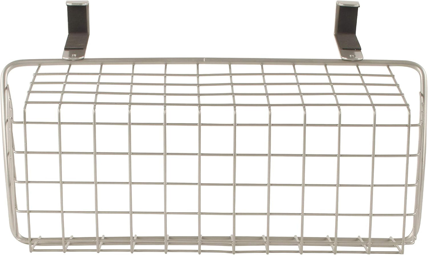 Spectrum Hanging Baskets for Organizing (Large, Satin Nickel) - Grid Over the Cabinet Wire Basket for Kitchen or Bathroom - Door Hanging Storage Organizer for Cleaning Supplies, Washcloths, & Towels