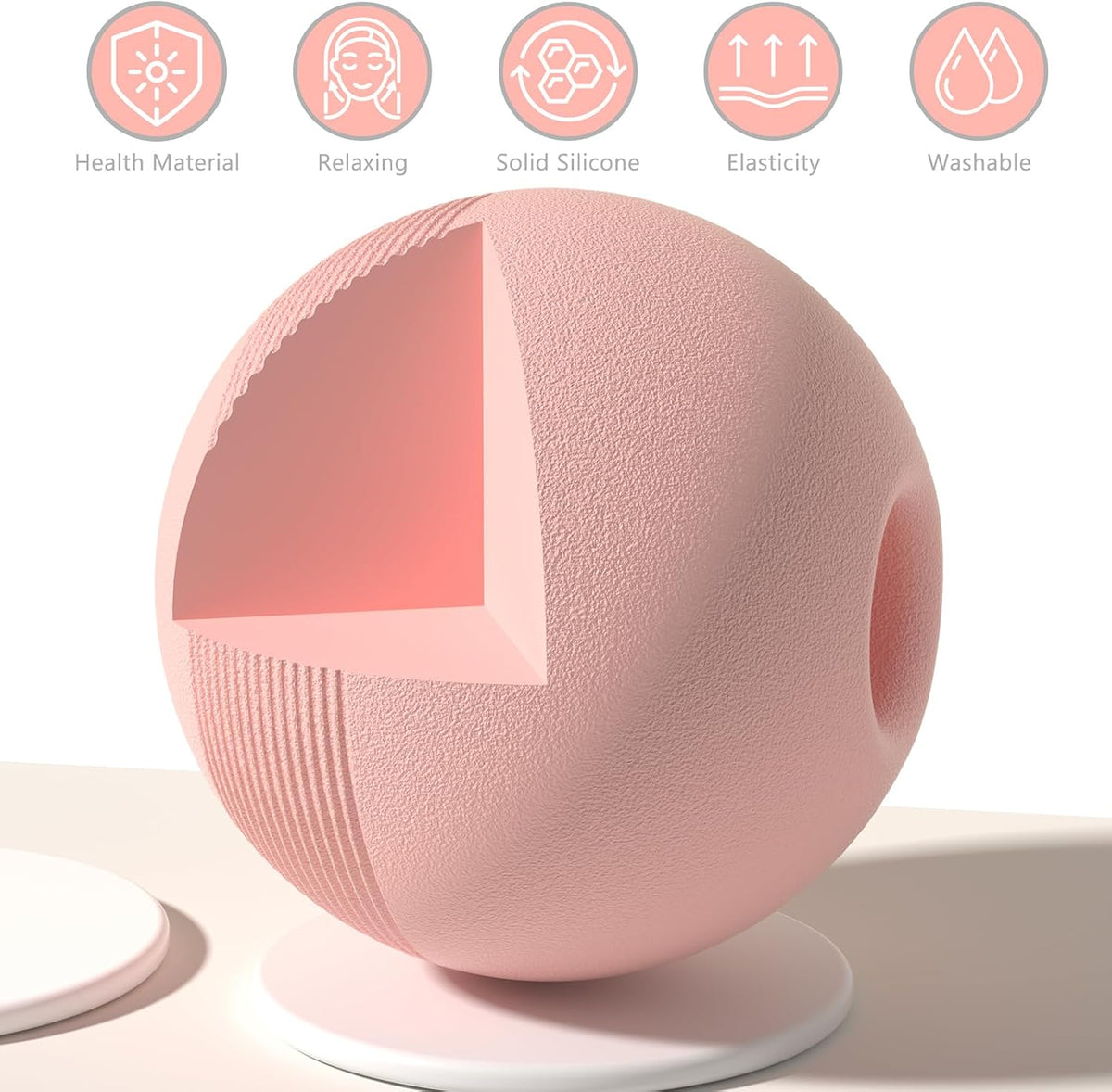 VICSKY Peanut Massage Ball with Handles & Pull Strap - Dual Trigger Point Therapy for Feet, Legs, Neck, Muscle Pain Relief, Myofascial Roller with Adjustable Strap (Pink)