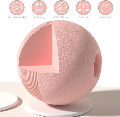 VICSKY Peanut Massage Ball with Handles & Pull Strap - Dual Trigger Point Therapy for Feet, Legs, Neck, Muscle Pain Relief, Myofascial Roller with Adjustable Strap (Pink)