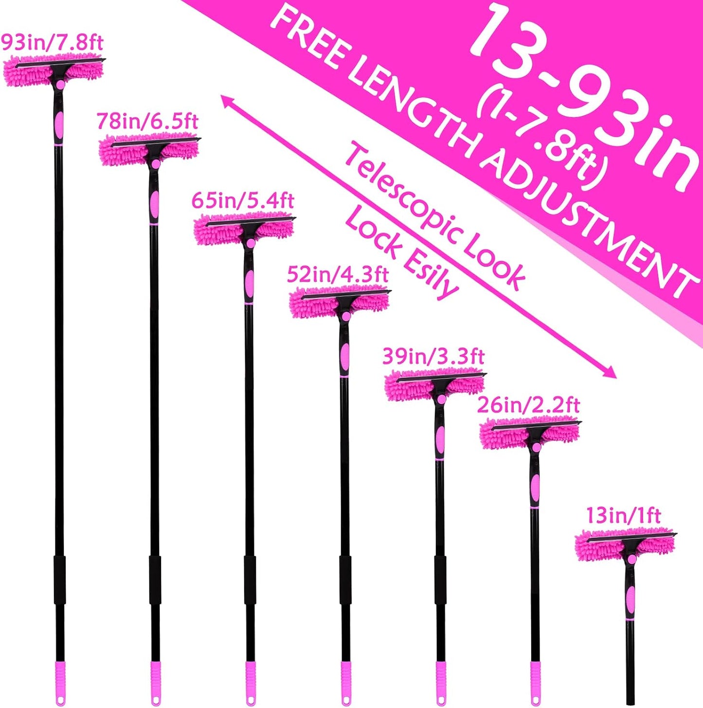 CALBEAU 8 Foot Dusters for Cleaning, Duster with Extension Pole, Microfiber Feather Duster Used for Cleaning Ceiling Fan, High Window, Blinds, Shutters, Sofa, Cobweb Duster for Home (12 PCS)