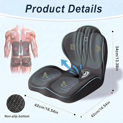 Ergonomic Waist Support and Seat Cushion, L-Shaped Memory Foam Pad (Grey)