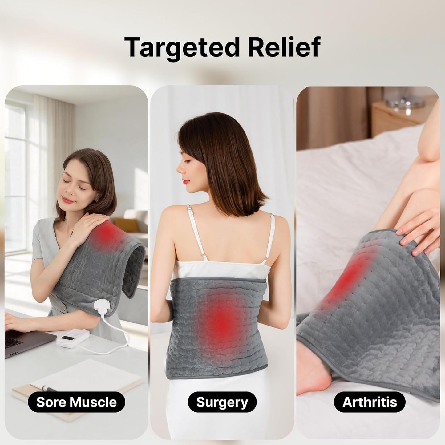 Heating Pad for Back, Neck, and Shoulder Pain Relief, Electric Heat Pad with 6 Heat Levels, Moist Heat Option, Auto Shut-Off, Birthday Christmas Gift for Women Men Mom Dad Grandma, Gift for her
