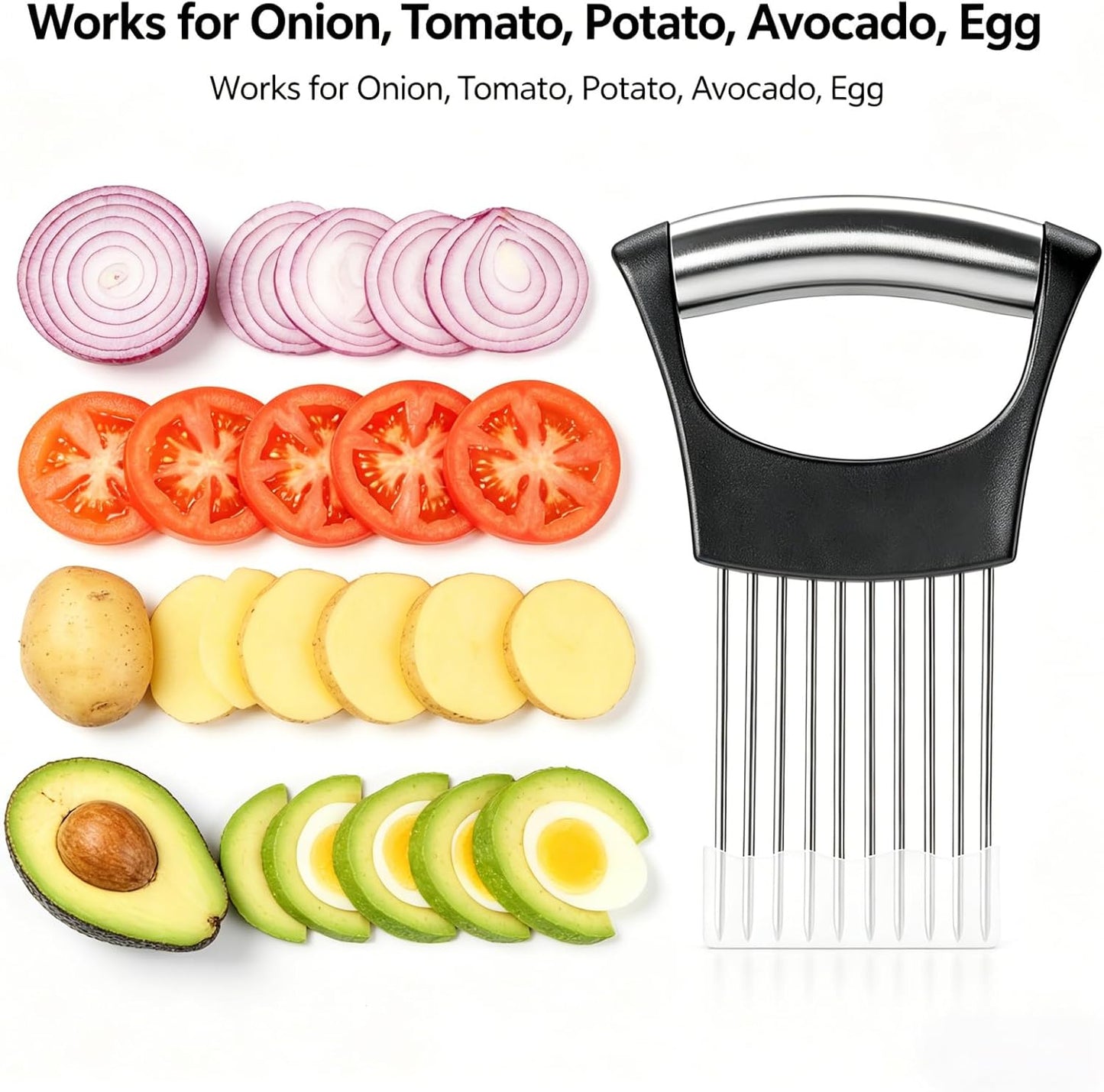 Onion Holder for Slicing, Anti-Slip Onion Slicer Holder, Food Grade Onion Cutting Tool for Kitchen Home Cooking Vegetable Preparation