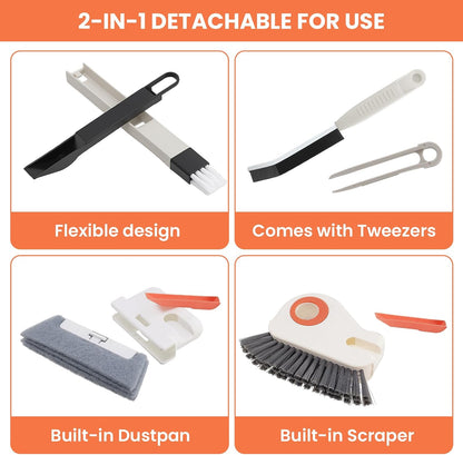 12pcs Window Track Cleaner Tool Set, Window Sill & Groove Cleaning Brushes with Hard Bristle Crevice Brush and Debris Pliers for Sliding Door Rails, Shower Door Tracks, Kitchen & Bathroom Gaps