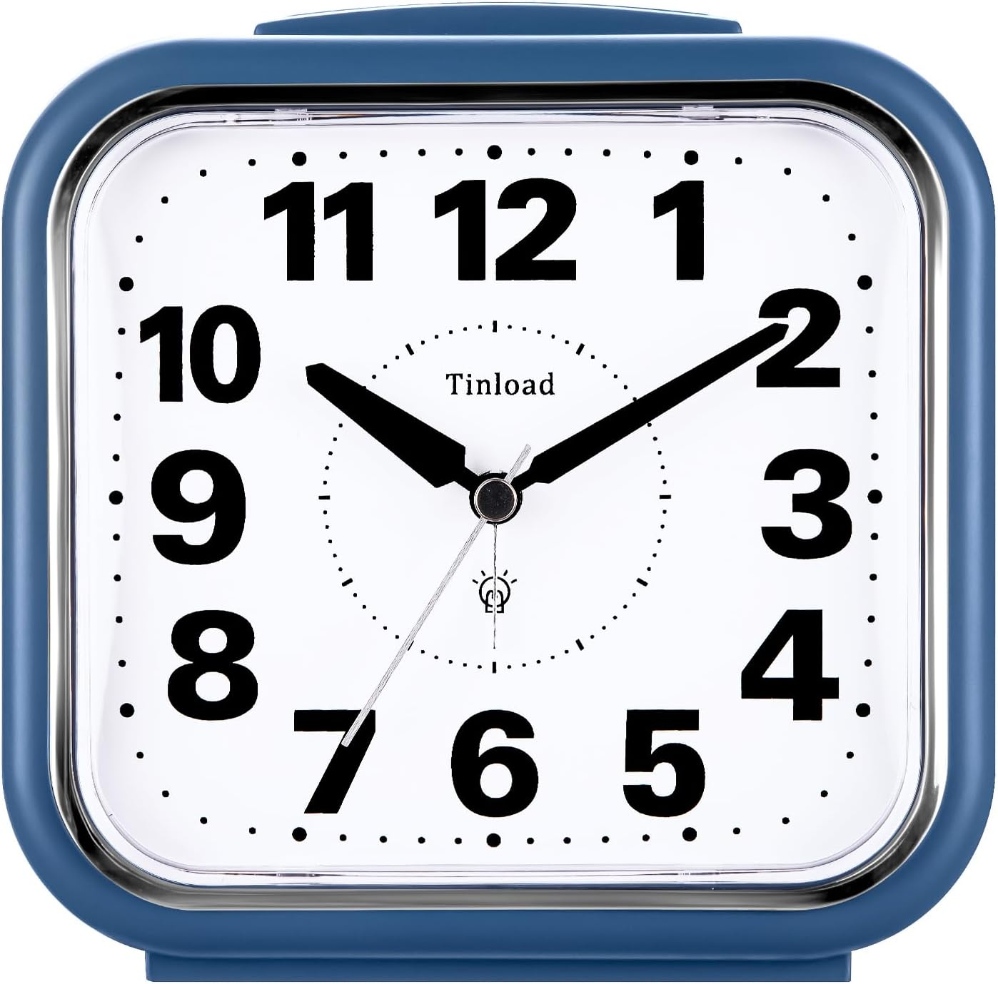 Tinload 5.5" Large No Ticking Analog Alarm Clock,Silent Readable for Seniors,Easy to Set,Gradual Rise Alarm,Big Numbers,Gentle Wake,Snooze, Lighted on Demand,Battery Operated,Black