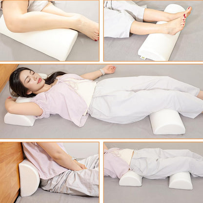 2PCS Knee Pillow for Sleeping, Half Moon Bolster Pillow for Neck, Legs, Ankle Foot & Knee Support, High Density Foam for Leg Elevation (19.6''x6.7''x3.5'', 19.6''x7.8''x4.3'')